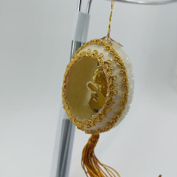 Christmas Ornament Nativity Egg Gold Tassel Jesus Joseph Mary - Picture 4 of 12